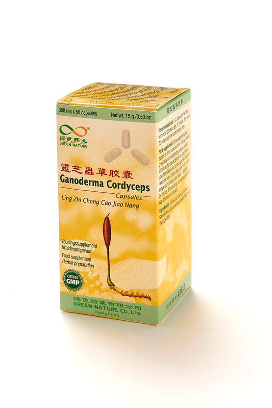 Ling Zhi Chong Cao Jiao Nang – Ganoderma Cordyceps Form | 50 Cápsulas