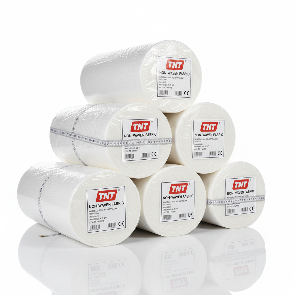 Rolos de marquesa TNT empilhados - Stock disponível