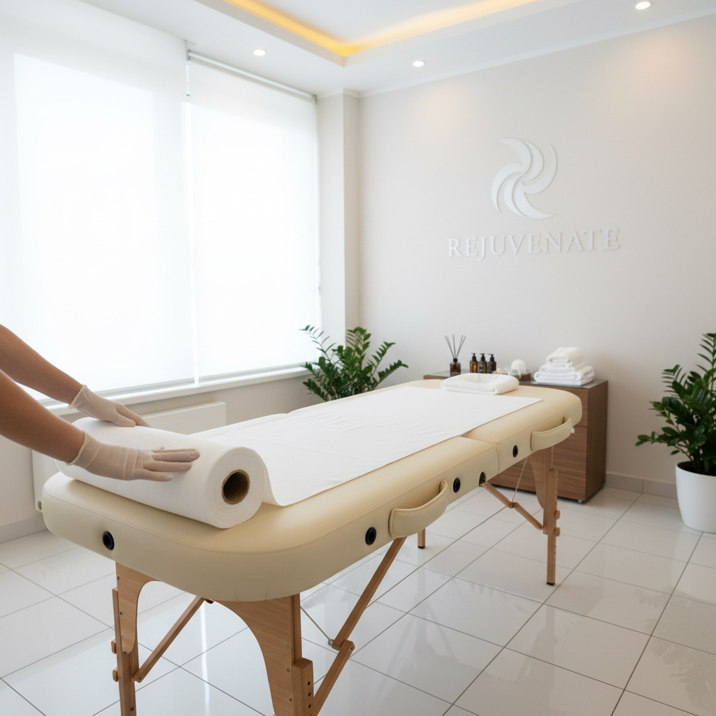 Rolo TNT em uso na marquesa profissional