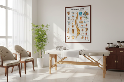 Mapa The Human Spine fixado em clínica de medicina chinesa